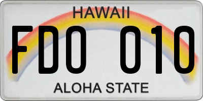 HI license plate FDO010
