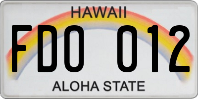 HI license plate FDO012