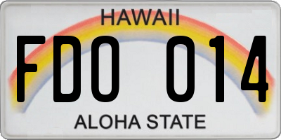 HI license plate FDO014
