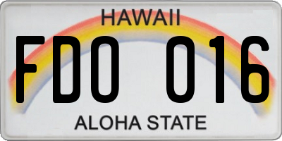 HI license plate FDO016