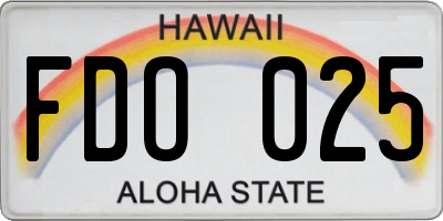 HI license plate FDO025