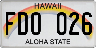 HI license plate FDO026