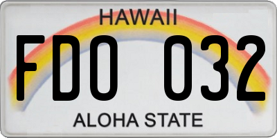 HI license plate FDO032