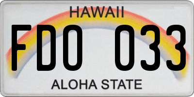 HI license plate FDO033