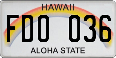 HI license plate FDO036