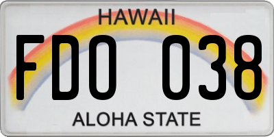 HI license plate FDO038