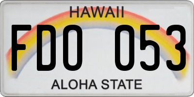 HI license plate FDO053