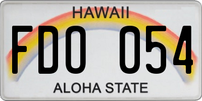 HI license plate FDO054