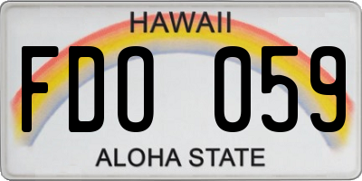 HI license plate FDO059