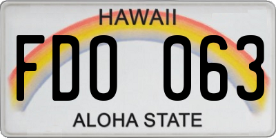 HI license plate FDO063
