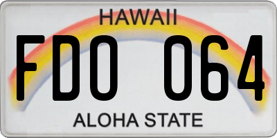 HI license plate FDO064