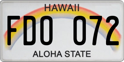HI license plate FDO072