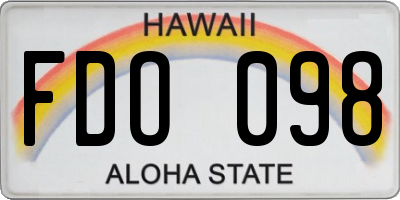 HI license plate FDO098