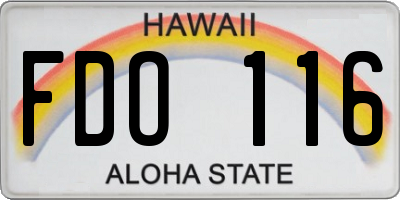 HI license plate FDO116