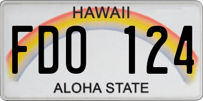 HI license plate FDO124