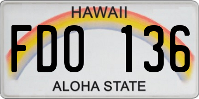 HI license plate FDO136