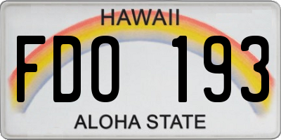 HI license plate FDO193