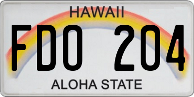 HI license plate FDO204
