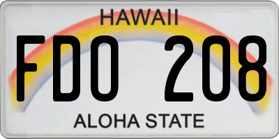 HI license plate FDO208
