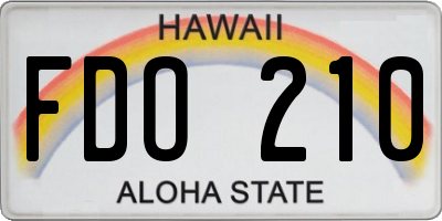 HI license plate FDO210