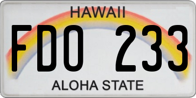 HI license plate FDO233