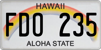 HI license plate FDO235