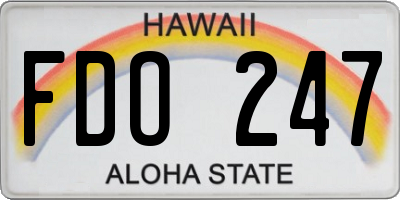 HI license plate FDO247
