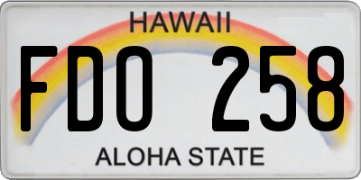 HI license plate FDO258