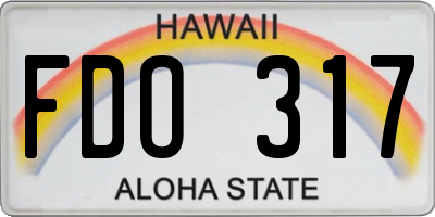HI license plate FDO317