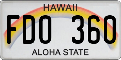 HI license plate FDO360