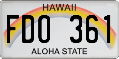 HI license plate FDO361