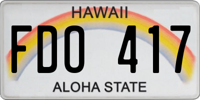 HI license plate FDO417