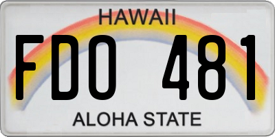 HI license plate FDO481