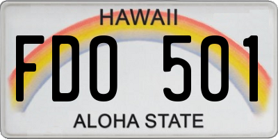 HI license plate FDO501