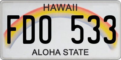 HI license plate FDO533