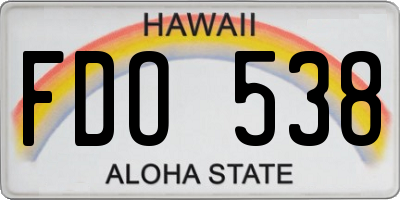 HI license plate FDO538