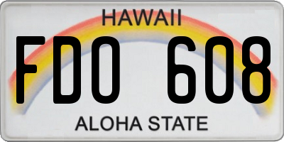 HI license plate FDO608