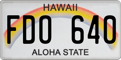 HI license plate FDO640