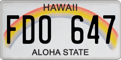 HI license plate FDO647