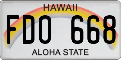 HI license plate FDO668
