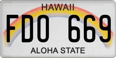 HI license plate FDO669