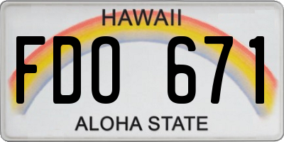 HI license plate FDO671