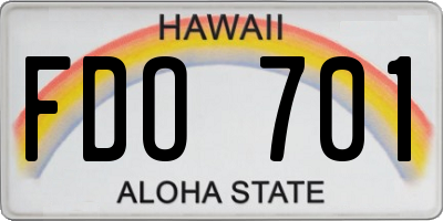 HI license plate FDO701