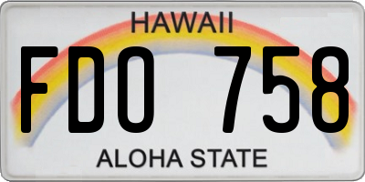 HI license plate FDO758