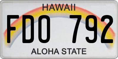 HI license plate FDO792