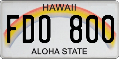 HI license plate FDO800