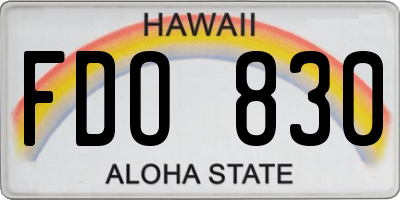 HI license plate FDO830