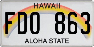 HI license plate FDO863