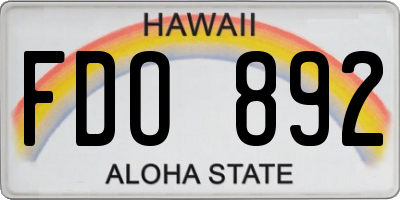 HI license plate FDO892