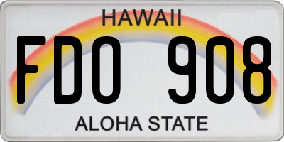 HI license plate FDO908